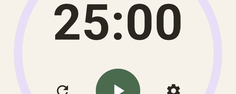 The Rutin focus timer at 25:00 with its play button
